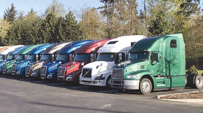 Used trucks at a dealership