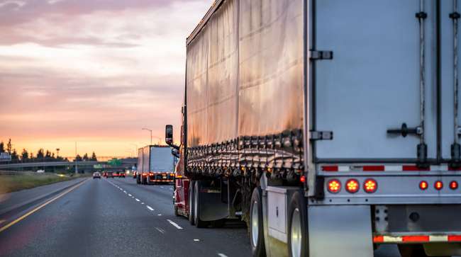 Getty Image of trucks on a highway