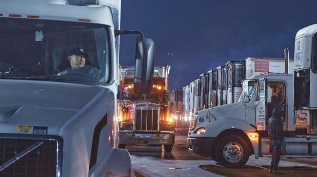 Trucks at loading dock