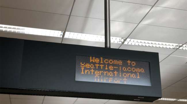 Sign at Seattle-Tacoma International Airport.