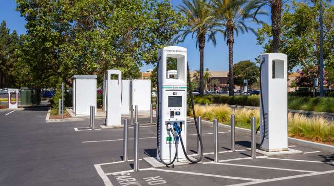 Electric charging station in Brea, Calif.