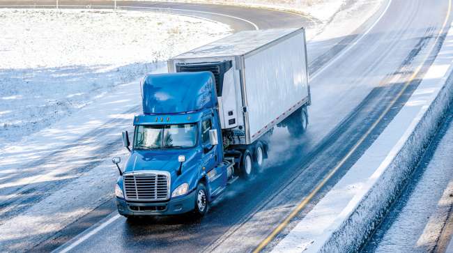 Truck on snowy road