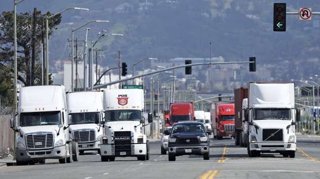 Trucks on road