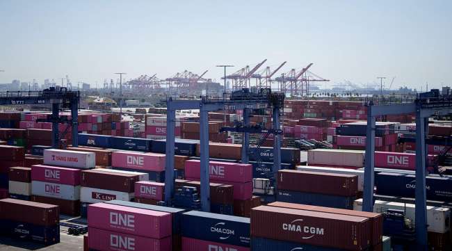 Containers and cranes at the Port of Los Angeles