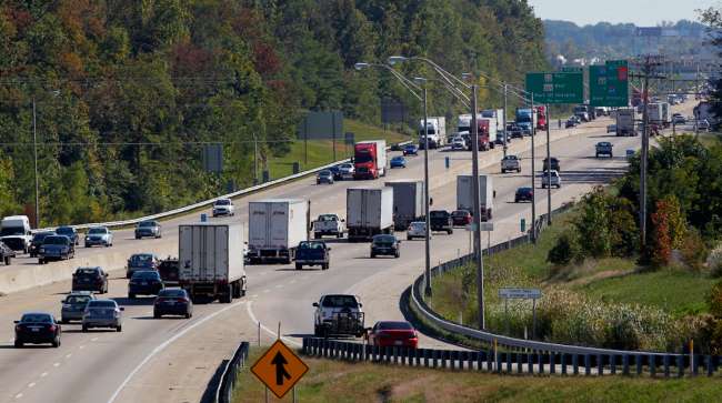 Trucks on Indiana highway