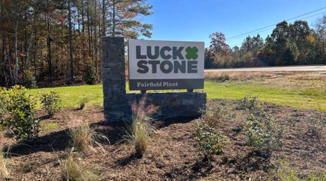 Signage at Luck Stone's plant in Fairfield, S.C.