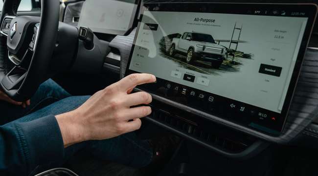 Touch screen inside a Rivian vehicle