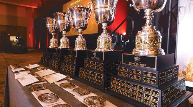 Trophy table at Rush Tech Skills Rodeo