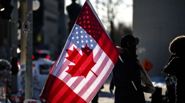 Canada US flags