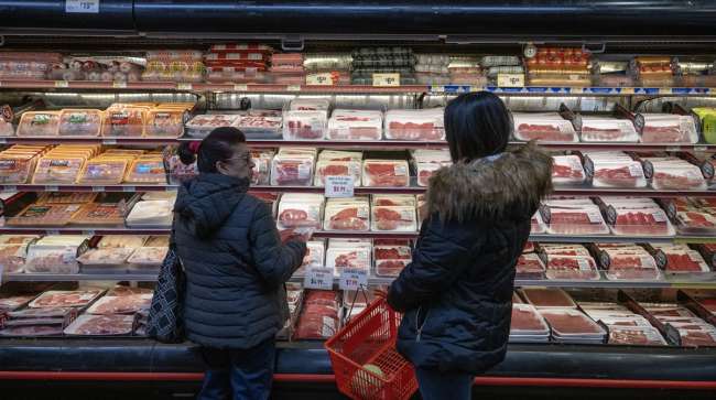 Meat section in Brooklyn market