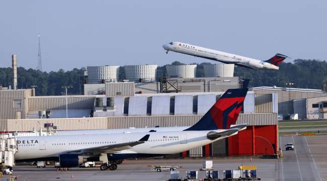 Delta Air Lines are seen at Dulles International Airport on June 1.