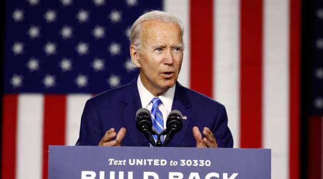 Democratic presidential candidate and former Vice President Joe Biden speaks during the campaign event in Wilmington, Del., on July 14.
