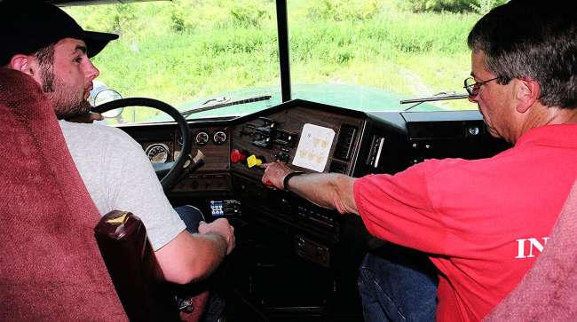 Student driver gets instruction in cab