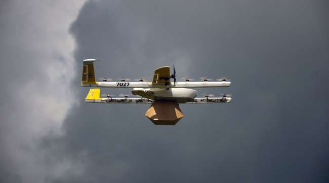 Alphabet's Project Wing conducts example flights of their drone delivery system in Virginia in August 2018.