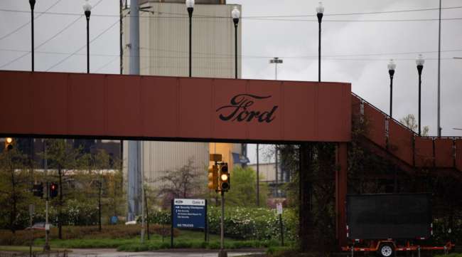 The Ford Rouge assembly plant stands in Dearborn, Mich., on May 18.