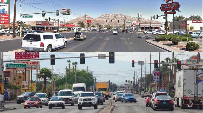 Las Vegas Strip Traffic, Pedestrian bridges and street infr…