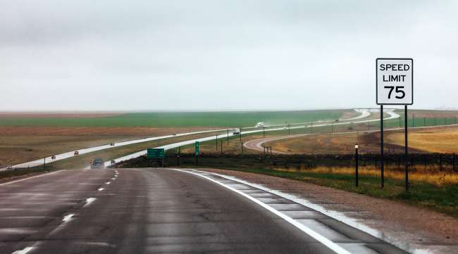 A wet highway in Kansas