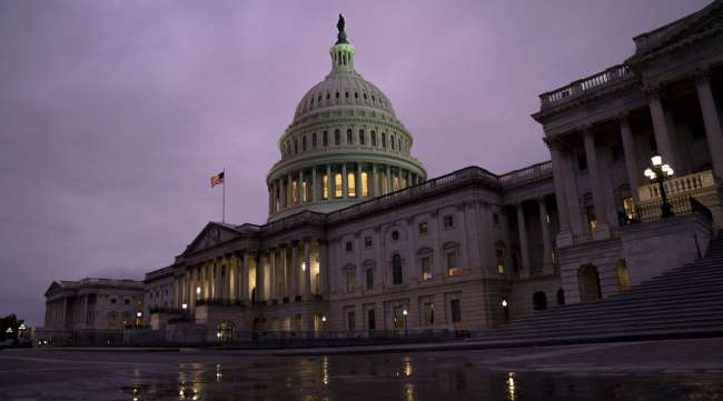 The U.S. Capitol building is seen at dusk in Washington, D.C., on Nov. 12.