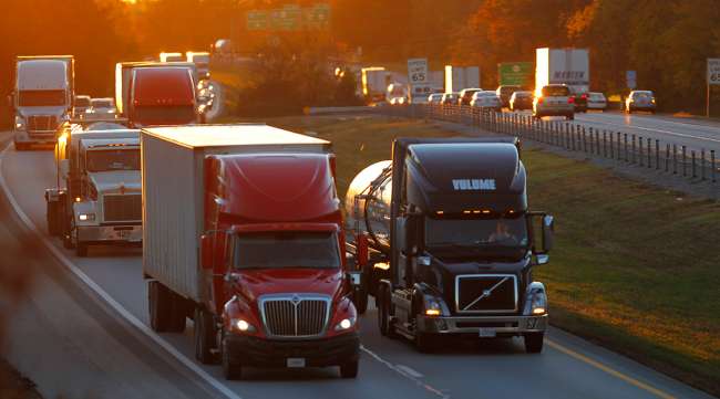 Trucks on road