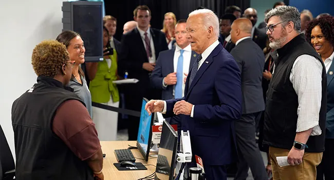 Joe Biden greets people