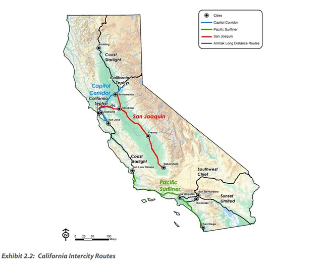 California Amtrak map