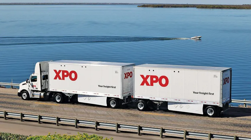 XPO tractor and double trailer