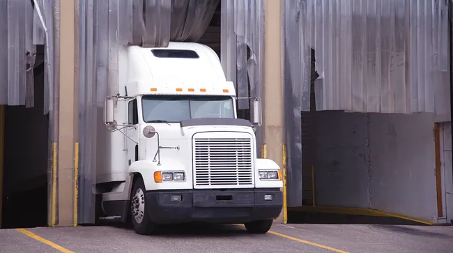 Reefer trailer at loading dock