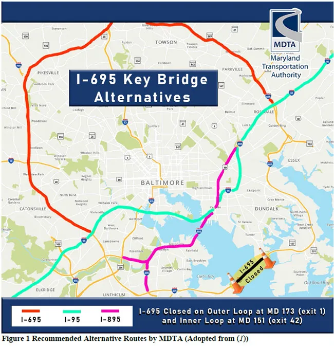 Alternative routes around Key bridge