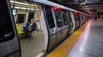 Commuter on a Bay Area Rapid Transit train 