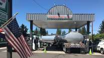 Fuel tanker at filling station