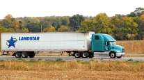 Landstar trailer hitched to a tractor