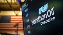 Marathon Oil signage at the New York Stock Exchange