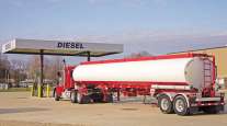 Fuel tanker at filling station