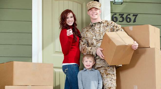 Getty image of a military family moving