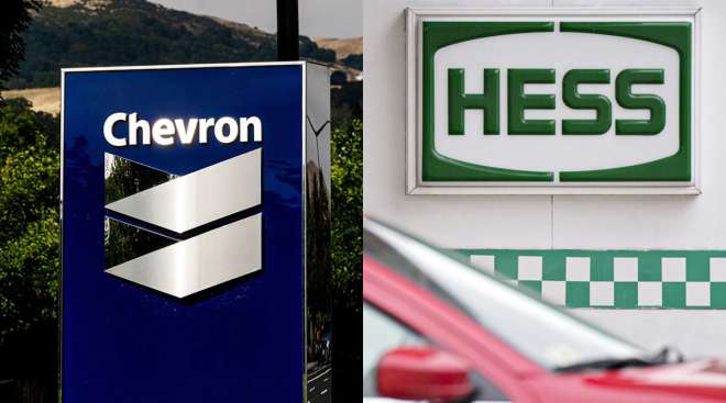 Chevron and Hess signs