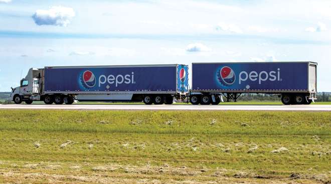 PepsiCo trucks on the road