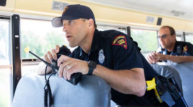 troopers on school bus