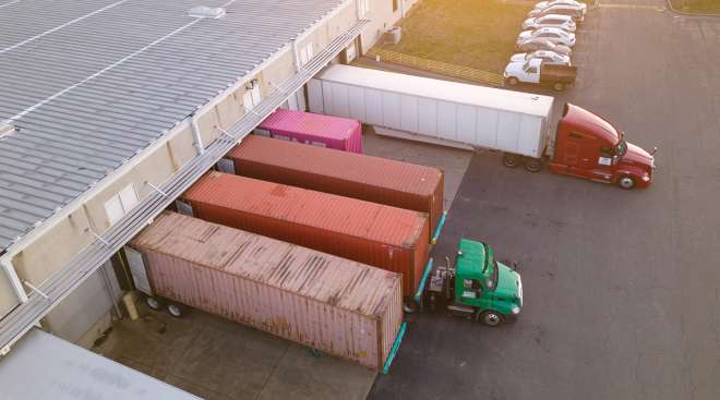 trucks at warehouse