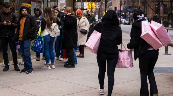 Shoppers on street