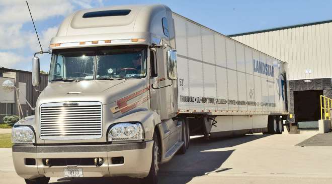 Landstar truck at loading dock