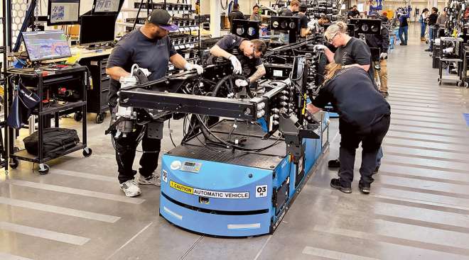 Nikola workers assemble the Tre hydrogen FCEV