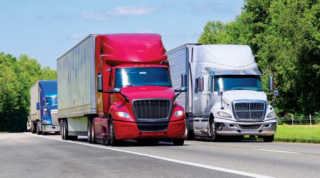 Trucks on road