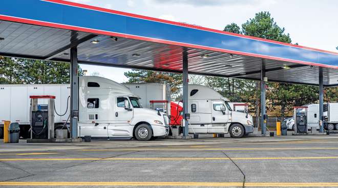 Trucks fueling