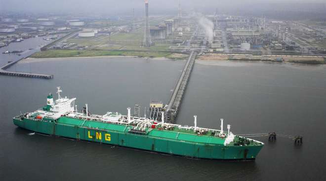 Ship loading liquefied natural gas