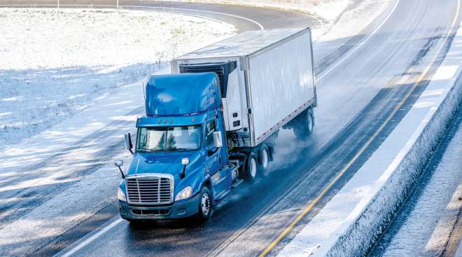 Truck on snowy road