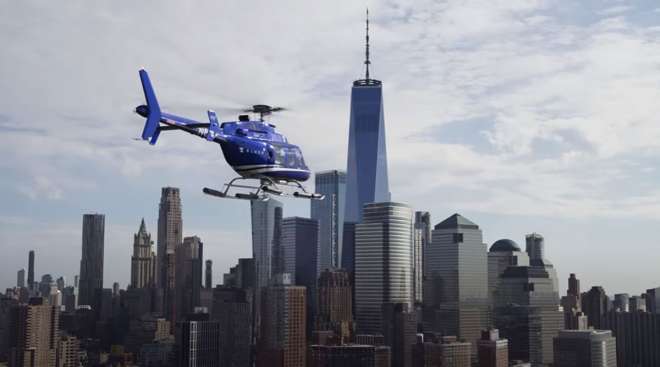 Blade helicopter with Manhattan skyline in background