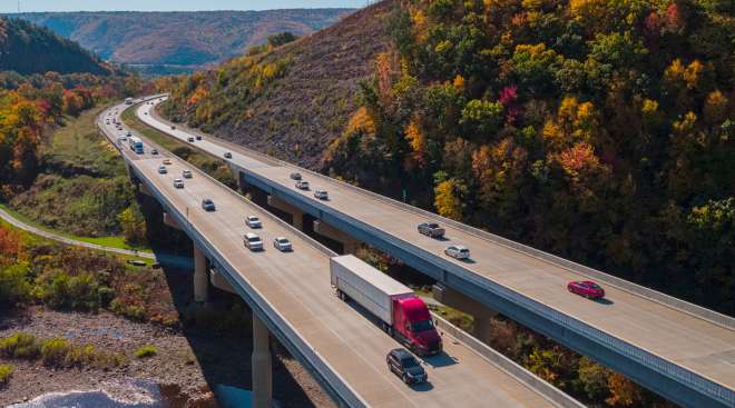 Vehicles on Pennsylvania Turnpike