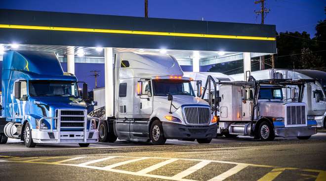 Truckstop at night