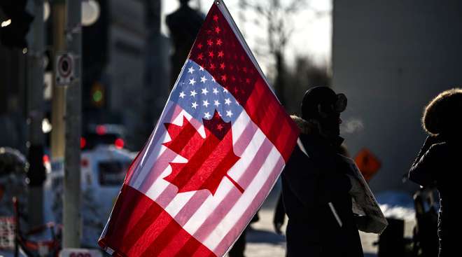 Canada US flags