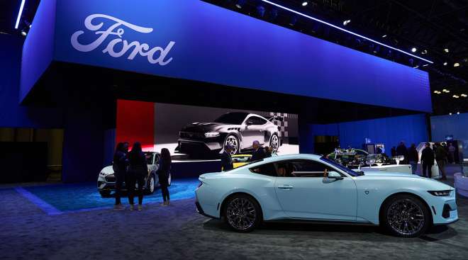 2024 Ford Mustang GT at an auto show